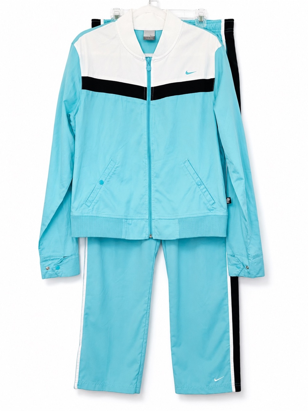 Nike Y2K Aqua Blue Windbreaker Track Suit Set Women’s Large Retro 2000s
